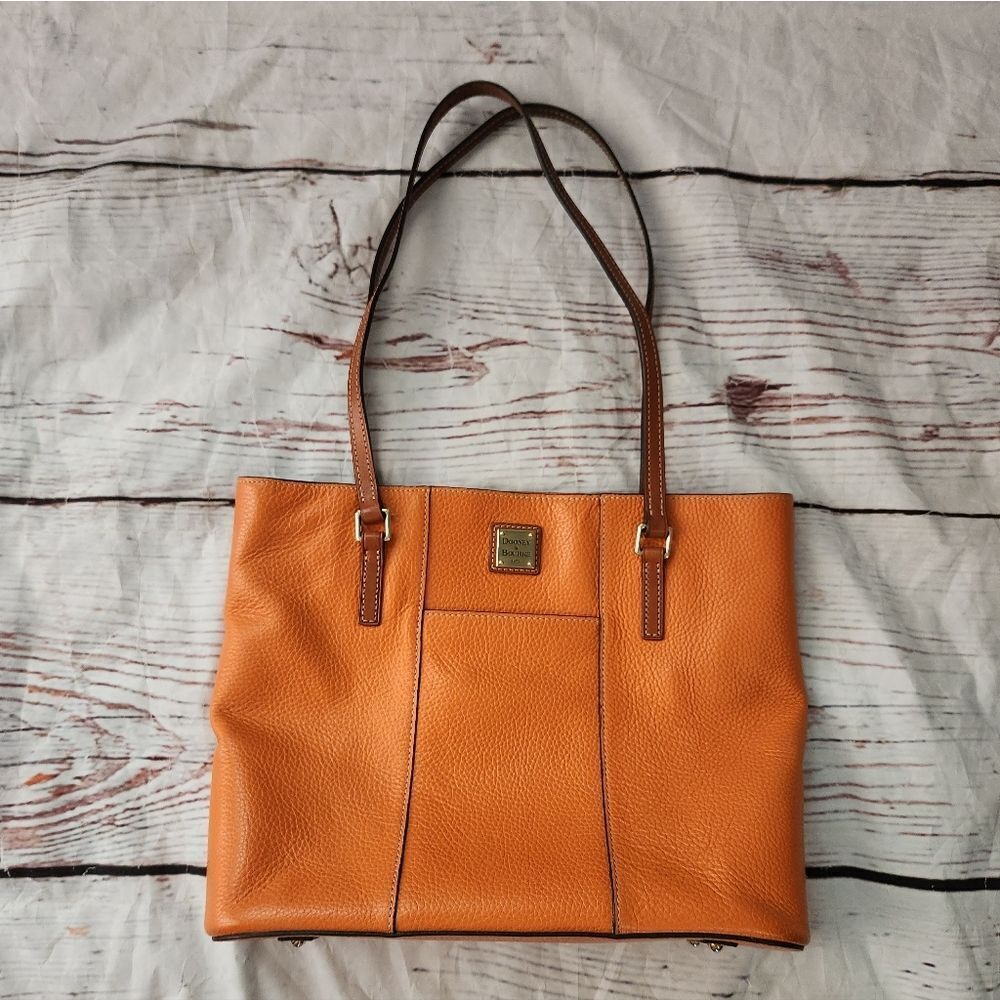 Dooney & Bourke Orange Leather Tote with Brown Straps